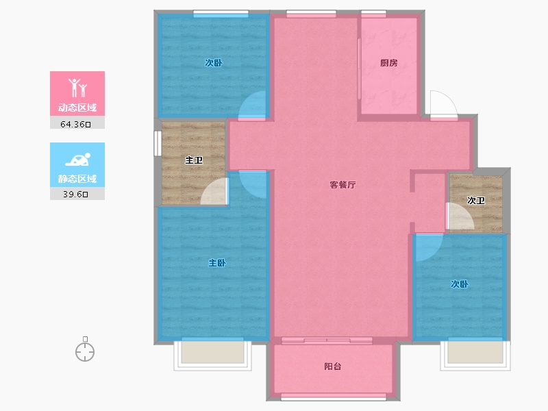 河北省-邢台市-银基悦蓝湾-103.40-户型库-动静分区