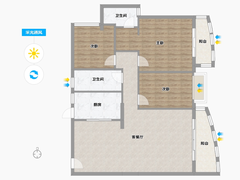 广东省-广州市-棠安苑-123.00-户型库-采光通风