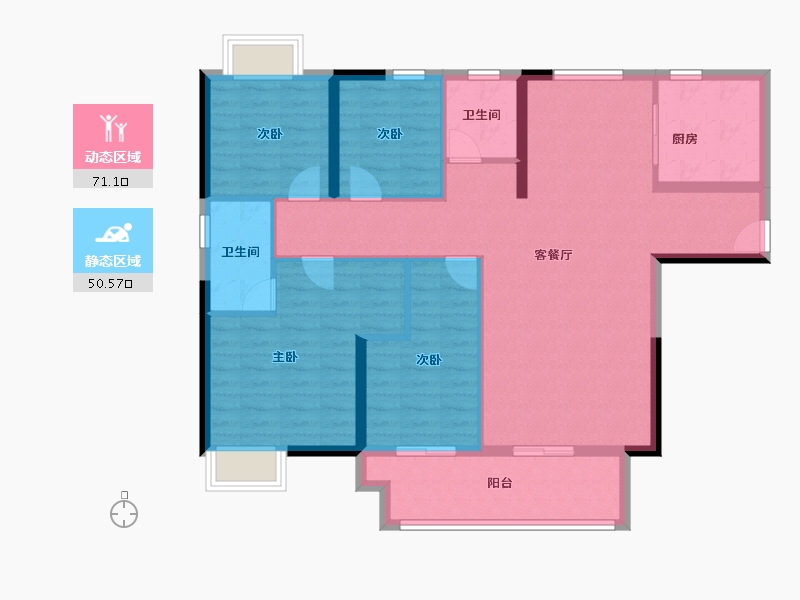 湖北省-宜昌市-福星惠誉金色华府-109.90-户型库-动静分区