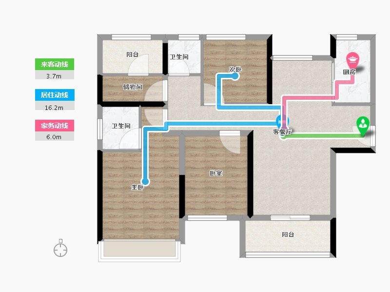 河南省-许昌市-鹿鸣湖壹号·和府-101.60-户型库-动静线