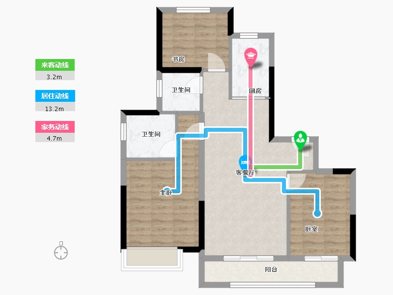 河南省-郑州市-郑东新区云溪苑-84.00-户型库-动静线