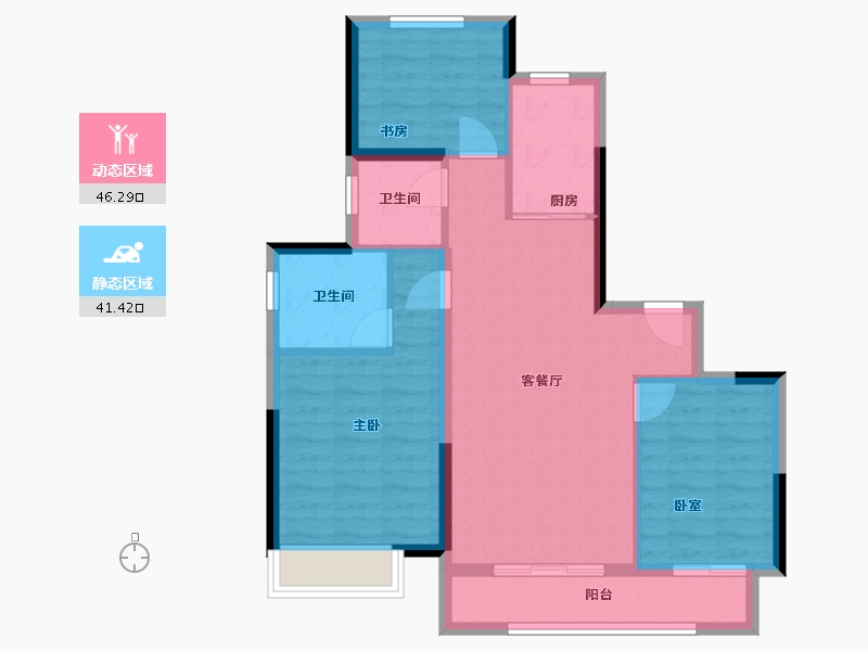 河南省-郑州市-郑东新区云溪苑-84.00-户型库-动静分区