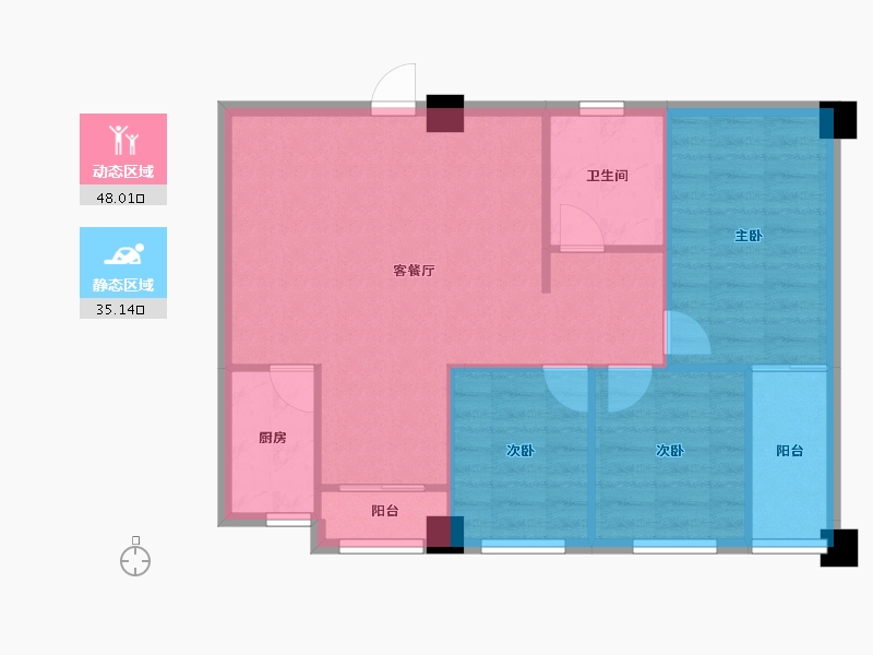 湖北省-宜昌市-鑫源人才公寓-75.49-户型库-动静分区