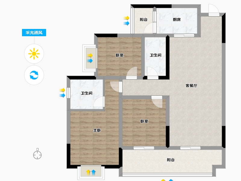 贵州省-铜仁市-松桃外滩二期-103.80-户型库-采光通风