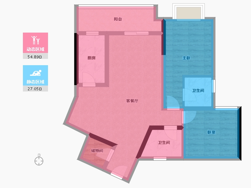 贵州省-铜仁市-优图宝润国际-71.63-户型库-动静分区