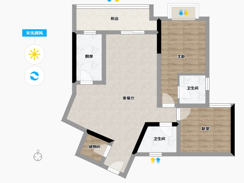 贵州省-铜仁市-优图宝润国际-71.63-户型库-采光通风