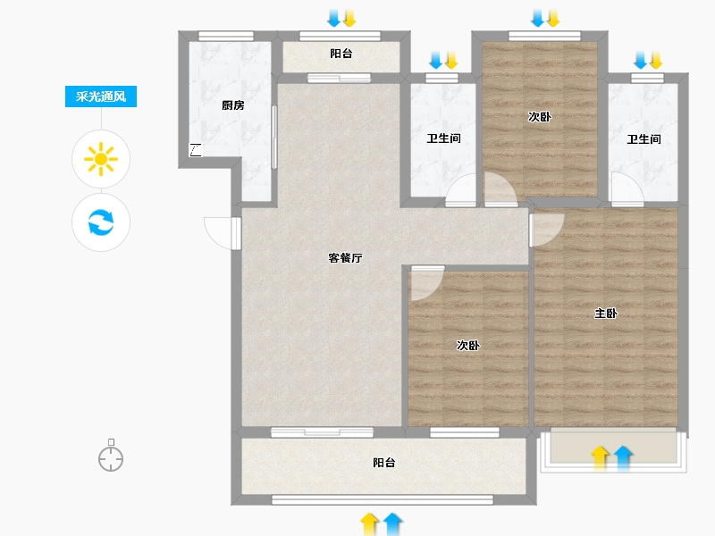 湖北省-黄冈市-长安世纪城-99.81-户型库-采光通风