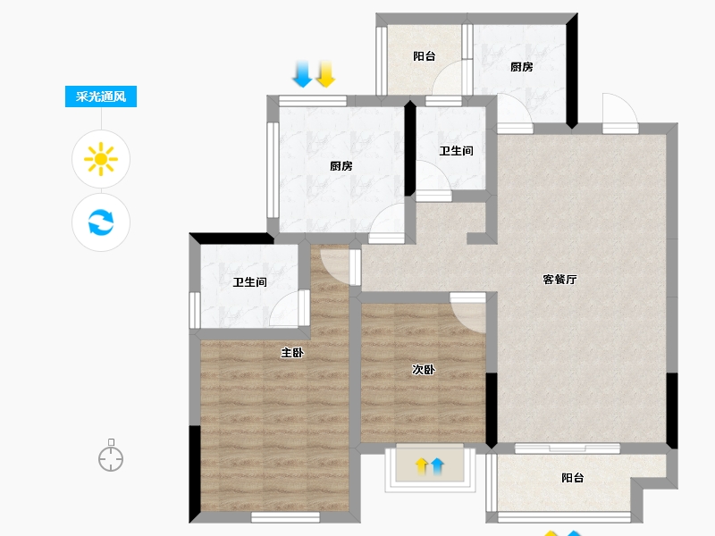 四川省-遂宁市-龙腾帝景-79.35-户型库-采光通风