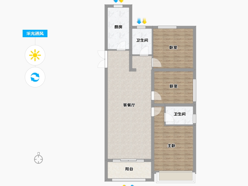 安徽省-蚌埠市-山水文园-98.45-户型库-采光通风