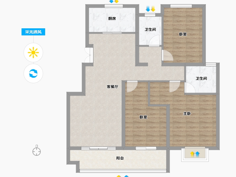 安徽省-蚌埠市-山水文园-98.43-户型库-采光通风