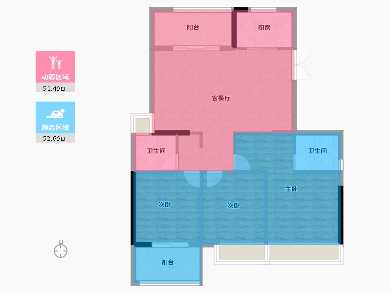 福建省-南平市-坤润金瓯湾-94.76-户型库-动静分区