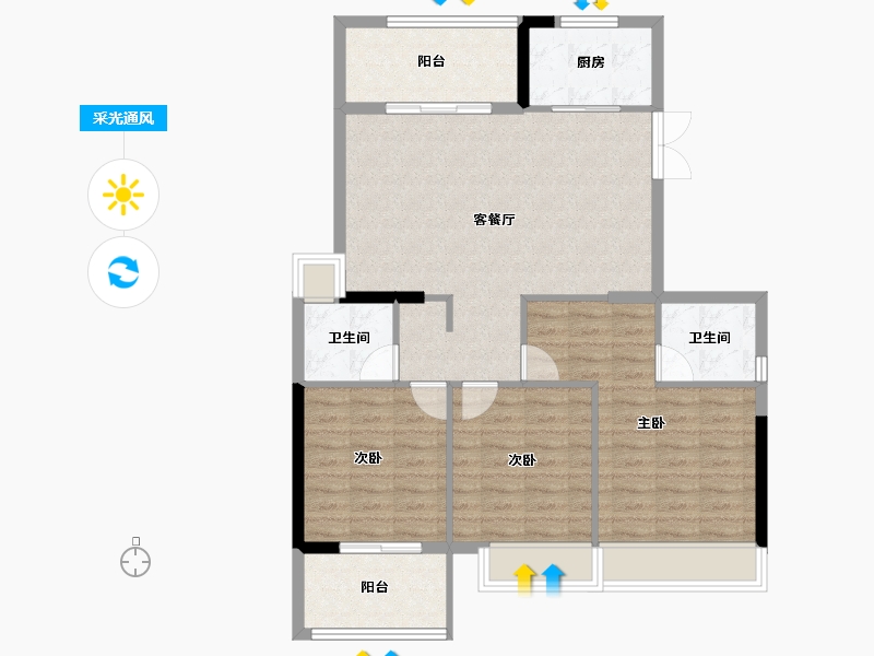 福建省-南平市-坤润金瓯湾-94.76-户型库-采光通风