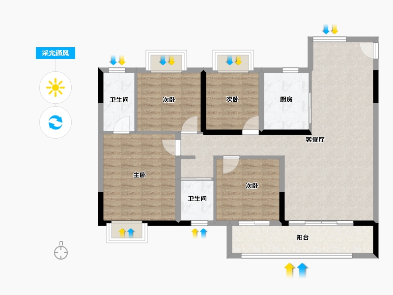 江西省-吉安市-安福碧桂园-102.32-户型库-采光通风