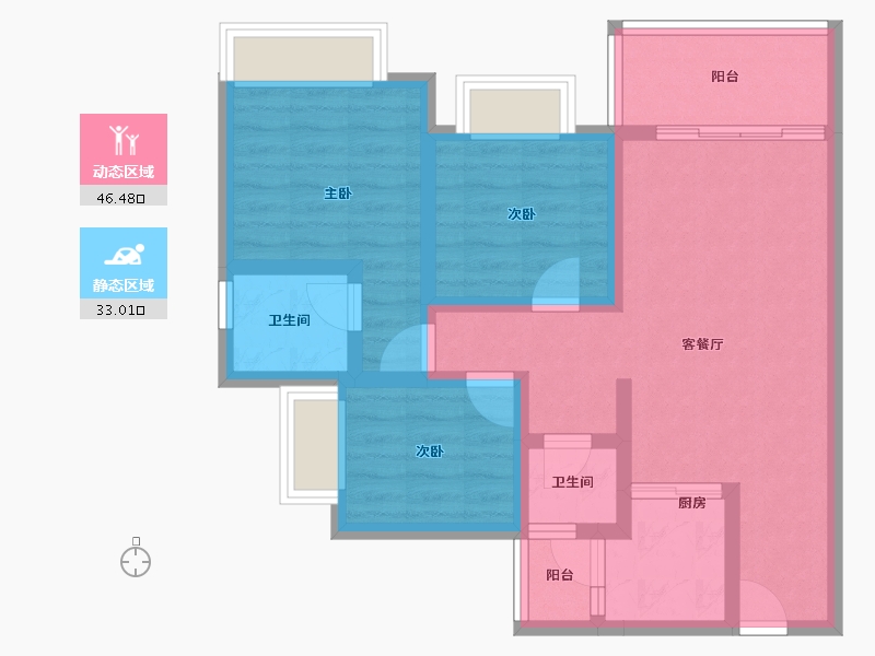 四川省-遂宁市-嘉信虹悦湾-69.05-户型库-动静分区