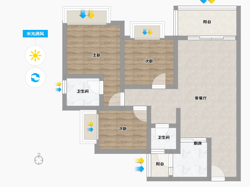 四川省-遂宁市-嘉信虹悦湾-69.05-户型库-采光通风