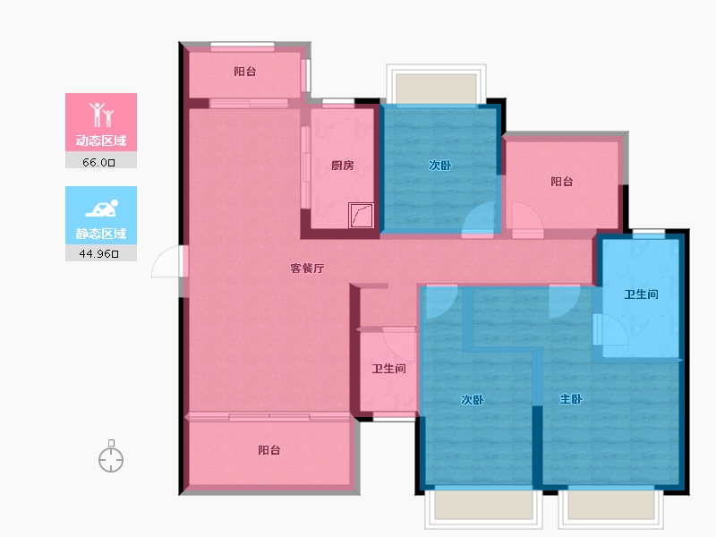 湖南省-永州市-嘉信悦府-97.92-户型库-动静分区