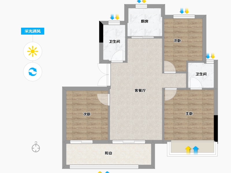 浙江省-衢州市-东旺君悦澜湾-72.55-户型库-采光通风