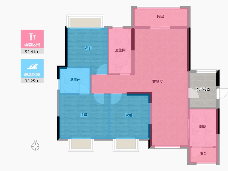 湖北省-宜昌市-宏信玫瑰城3期-93.30-户型库-动静分区