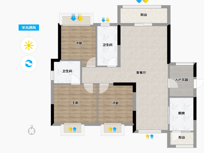 湖北省-宜昌市-宏信玫瑰城3期-93.30-户型库-采光通风