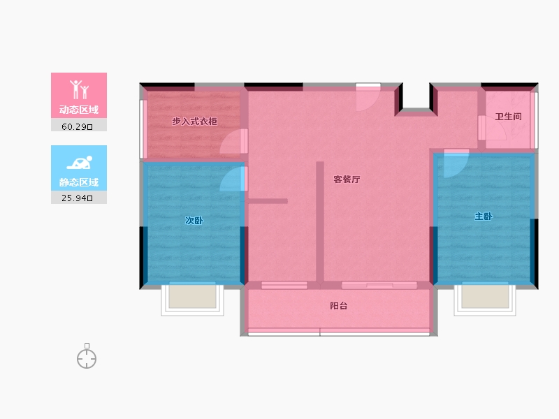 陕西省-榆林市-万泰紫郡-76.02-户型库-动静分区