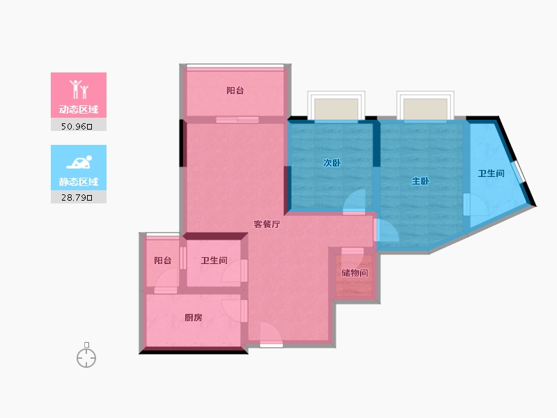 贵州省-铜仁市-优图宝润国际-69.12-户型库-动静分区