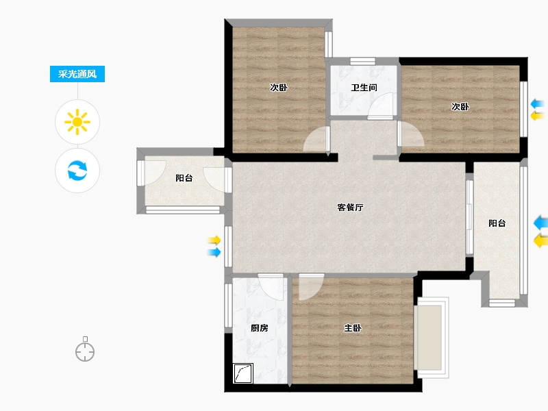 福建省-漳州市-龙江新苑-77.68-户型库-采光通风