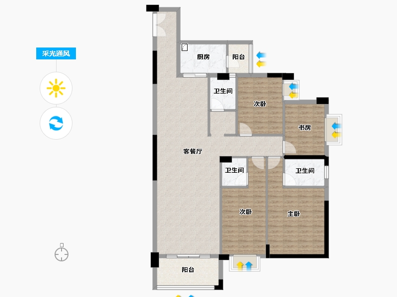 广东省-汕尾市-岁宝华府-131.62-户型库-采光通风