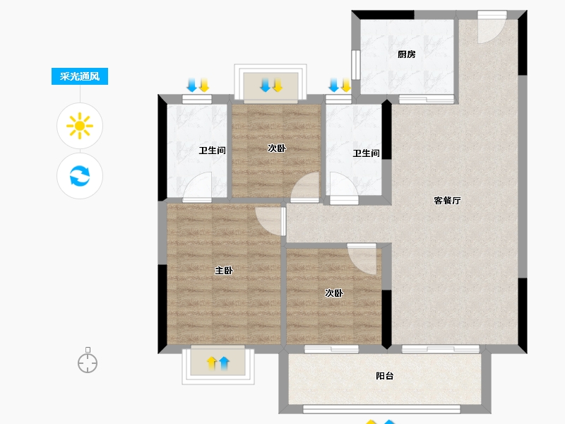 江西省-吉安市-安福碧桂园-78.00-户型库-采光通风