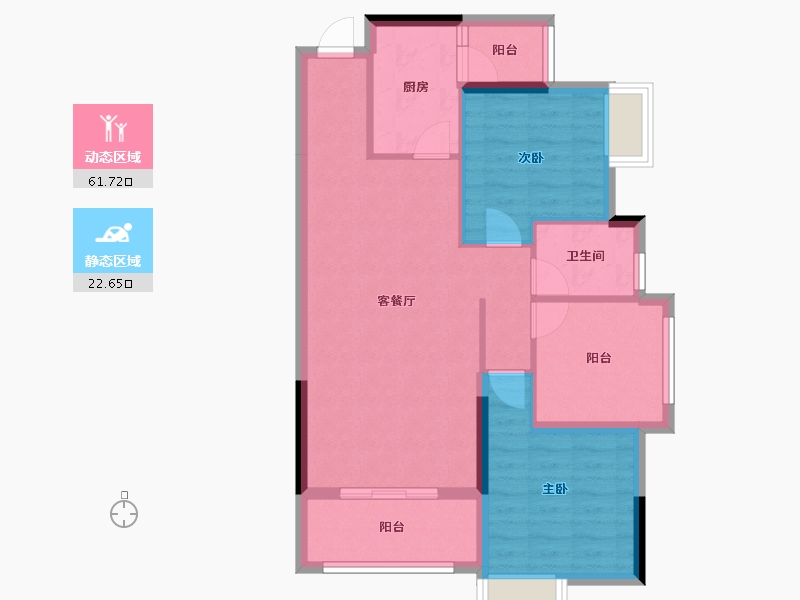 湖北省-宜昌市-宏信玫瑰城3期-75.51-户型库-动静分区