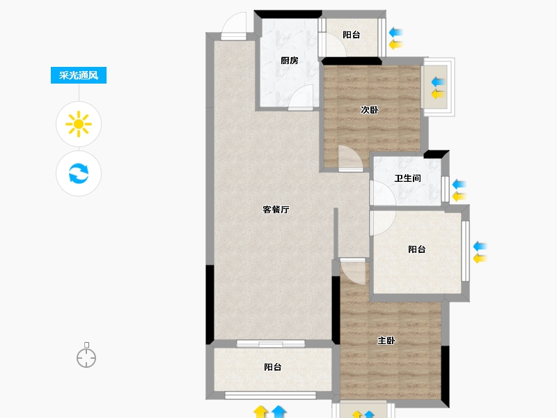 湖北省-宜昌市-宏信玫瑰城3期-75.51-户型库-采光通风