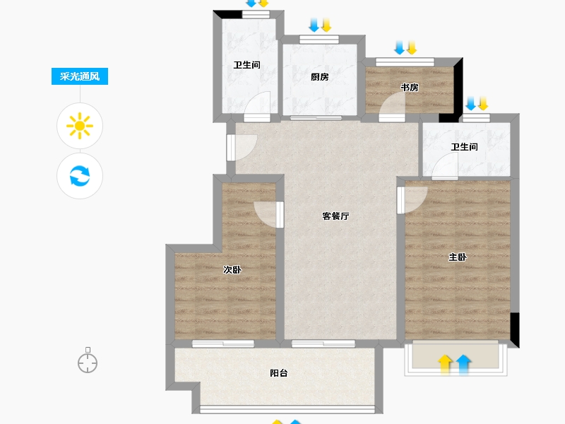 安徽省-黄山市-大家云锦-80.06-户型库-采光通风