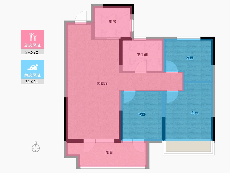 山东省-淄博市-旭辉银盛泰星河城-76.01-户型库-动静分区