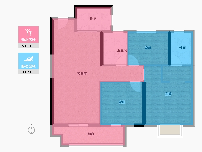 湖北省-宜昌市-福星惠誉金色华府-83.30-户型库-动静分区