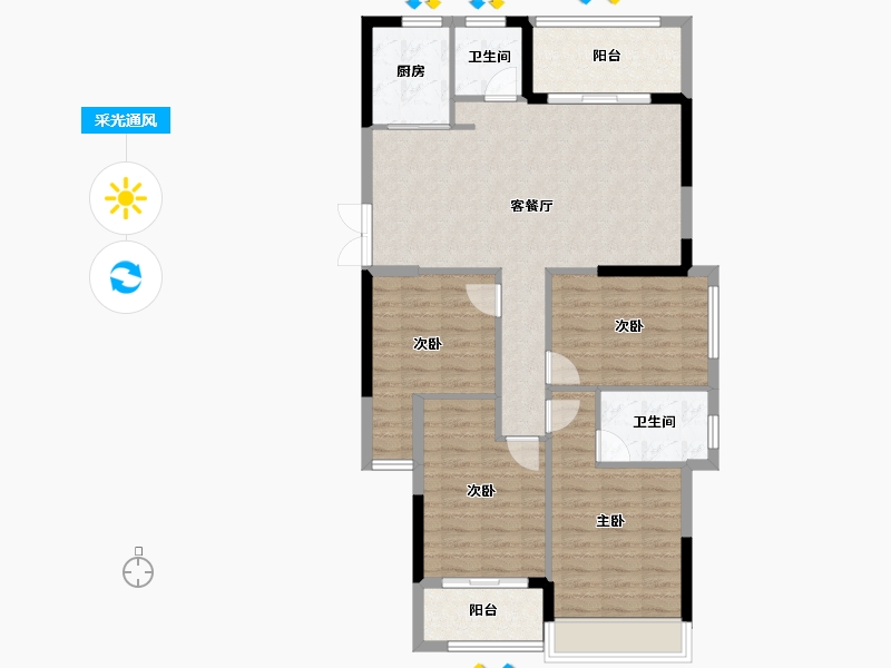 福建省-南平市-坤润金瓯湾-102.40-户型库-采光通风