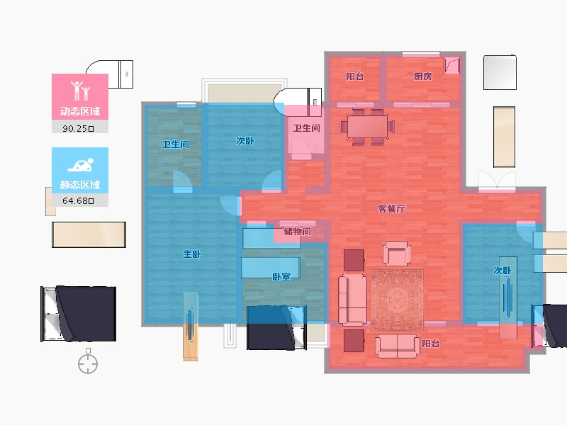 江苏省-淮安市-清河印-138.71-户型库-动静分区