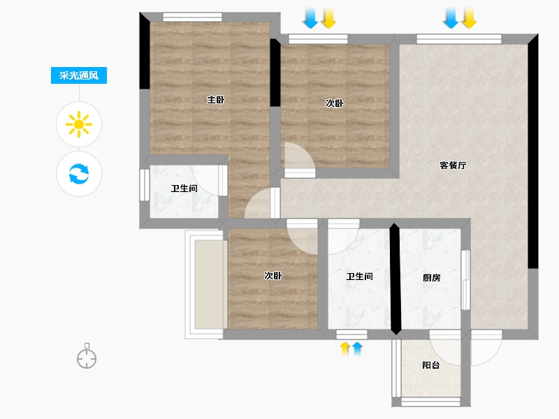 四川省-遂宁市-卓同麓溪臺-62.31-户型库-采光通风