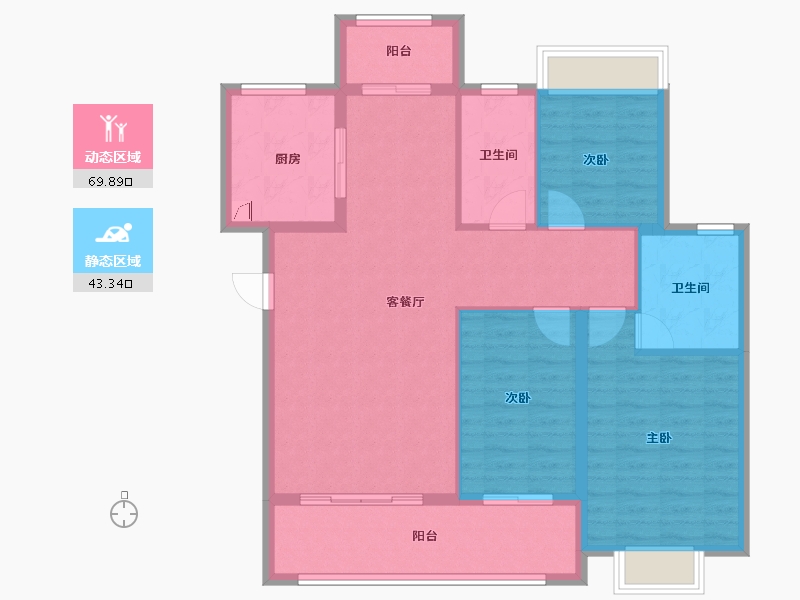 湖北省-黄冈市-长安世纪城-102.54-户型库-动静分区