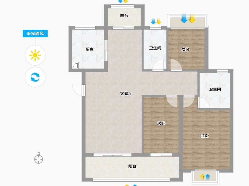 湖北省-黄冈市-长安世纪城-102.54-户型库-采光通风