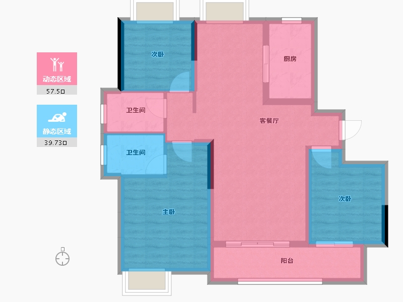 江西省-吉安市-凯旋浩城明樾台-86.91-户型库-动静分区