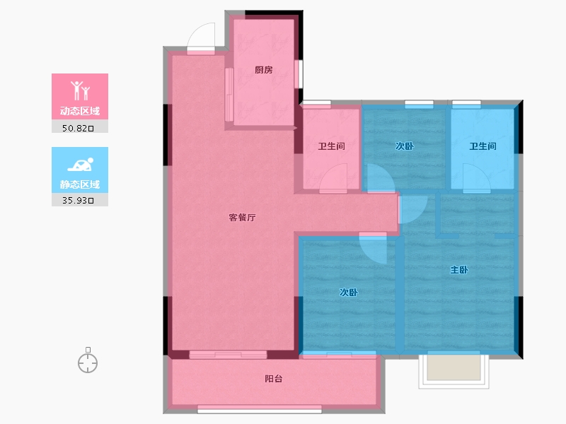 江西省-吉安市-凯旋浩城明樾台-77.35-户型库-动静分区