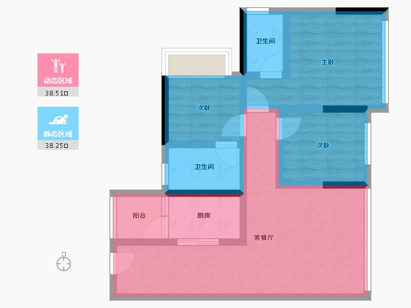 四川省-遂宁市-卓同麓溪臺-66.43-户型库-动静分区