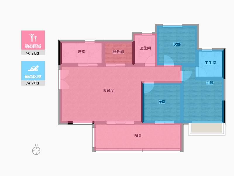 四川省-遂宁市-金宏璟悦湾-84.11-户型库-动静分区