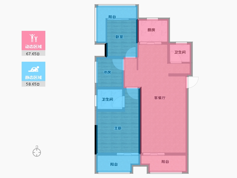 河南省-许昌市-鹿鸣湖壹号·和府-112.80-户型库-动静分区