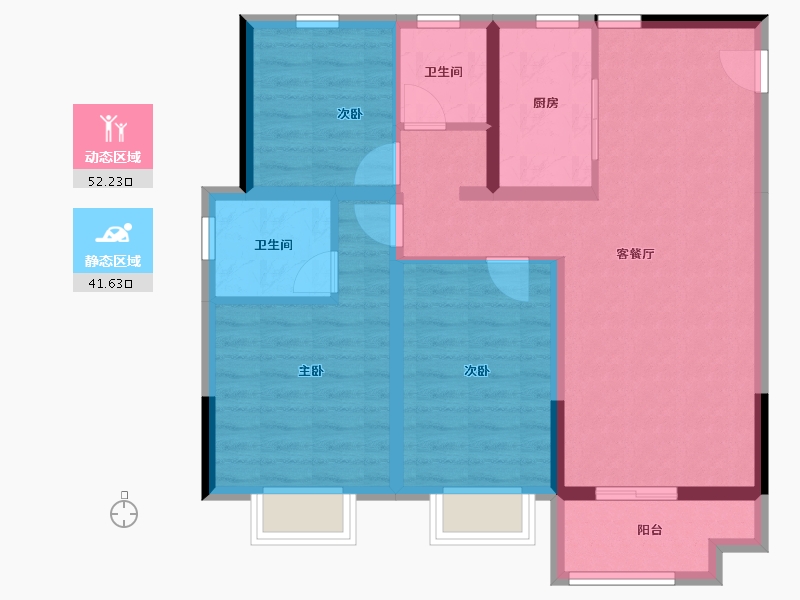 陕西省-榆林市-盛景蘭亭-83.38-户型库-动静分区