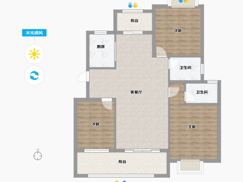 湖北省-黄冈市-长安世纪城-103.27-户型库-采光通风