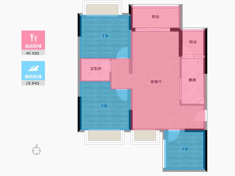 广东省-湛江市-荣基满芳庭-67.27-户型库-动静分区