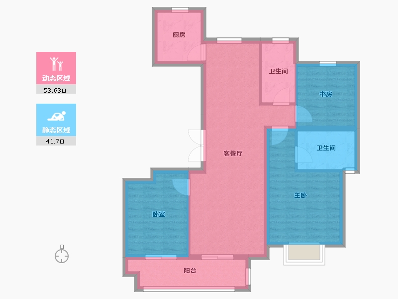 安徽省-蚌埠市-绿城·固镇玉园-85.24-户型库-动静分区