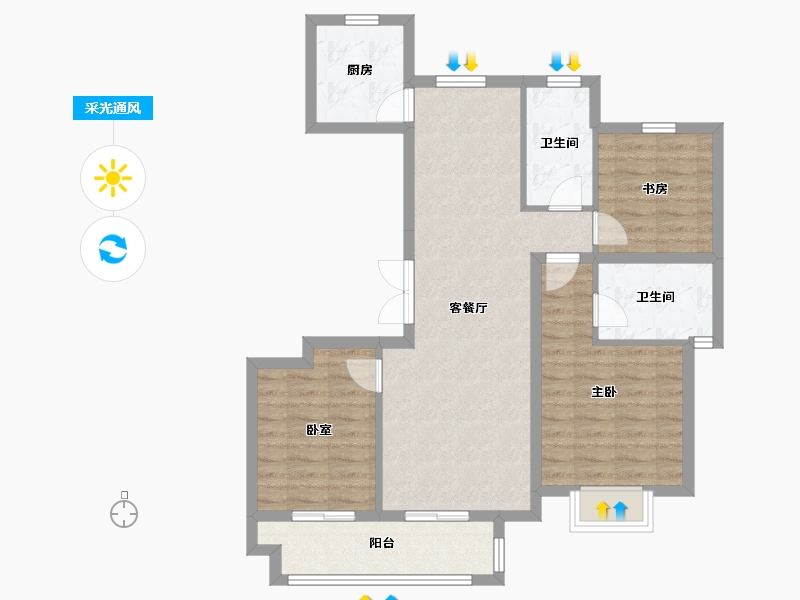 安徽省-蚌埠市-绿城·固镇玉园-85.24-户型库-采光通风