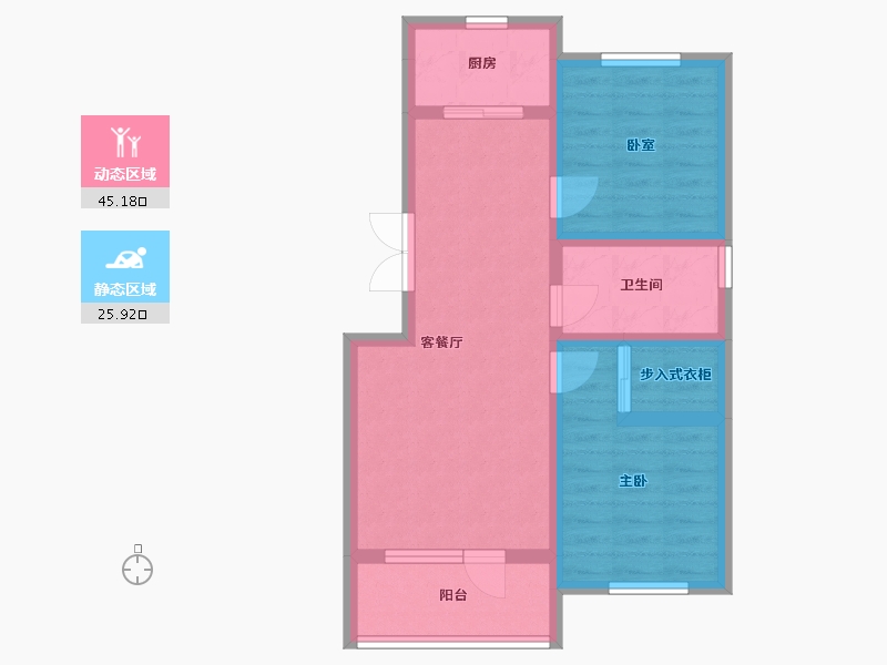 辽宁省-丹东市-力勤·山语澜亭-62.42-户型库-动静分区