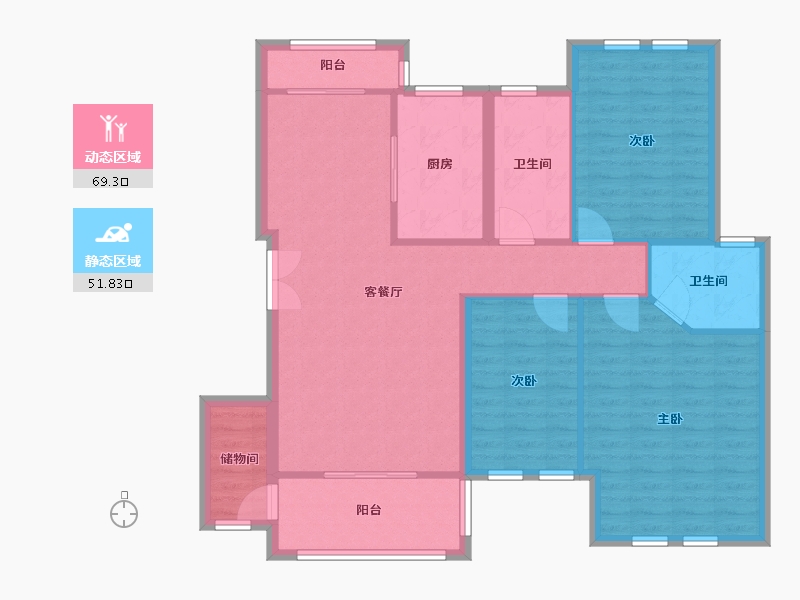 湖北省-武汉市-现代·森林小镇-110.00-户型库-动静分区